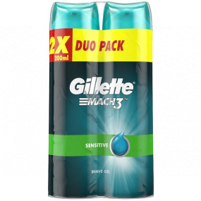 Gillette Mach3 Sensitive shaving gel for sensitive skin 2 x 200 ml, duopack, for men