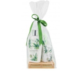 Bohemia Gifts Cannabis Hemp oil liquid soap 300 ml + body lotion 250 ml + solid soap 100 g, wooden palette cosmetic set