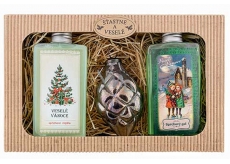 Bohemia Gifts & Cosmetics Happy and Merry Christmas Shower Gel 2 x 200 ml + glass decoration, cosmetic set