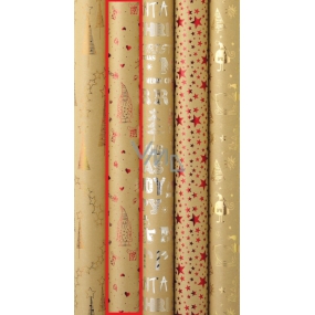 Zöwie Gift wrapping paper 70 x 150 cm Christmas Luxury Luxury with embossed red trees, gifts, hearts