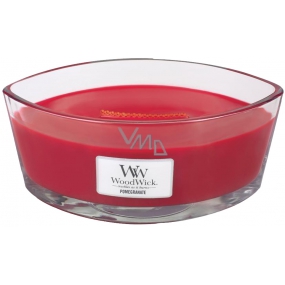 WoodWick Pomegranate - Pomegranate scented candle with wooden wide wick and glass boat lid 453 g