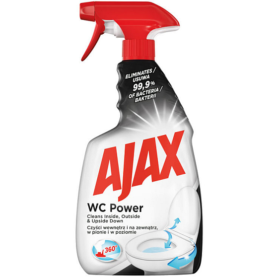 Ajax WC Power Universal Cleaner, for cleaning both the inside and outside of the toilet, innovative 360-degree head, spray 500 ml