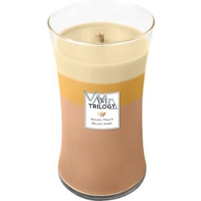 WoodWick Trilogy Golden Treats - Golden delicacies scented candle with wooden wick and lid glass large 609 g