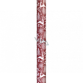 Präsenta Gift wrapping paper 70 cm x 5 m Christmas red with white deer, flakes and trees