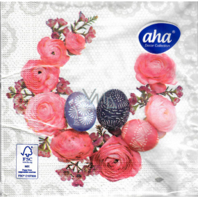 Aha Paper napkins 3 ply 33 x 33 cm 20 pieces Easter, beige, roses and eggs