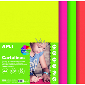Apli Color papers A4 mix of colors Fluo 170 g 50 sheets
