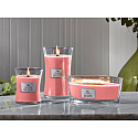 WoodWick Melon & Pink Quartz - Watermelon and pink quartz scented candle with wooden wide wick and glass ship lid 453 g