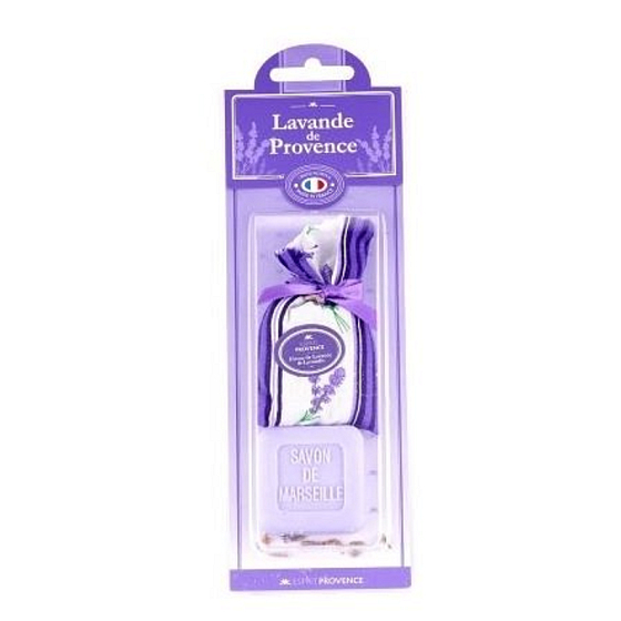 Esprit Provence Lavender toilet soap 25 g + Lavender scented bag with stripes, cosmetic set for women