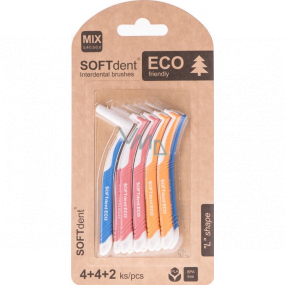 Soft Dent Eco interdental toothbrush curved mix of sizes 10 pieces