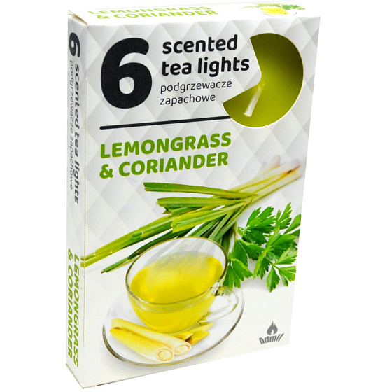 Tea Lights Lemongrass Coriander scented tea lights 6 pieces