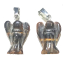 Tiger's Eye Guardian Angel Pendant Natural Stone Hand-polished 2.4 cm + Waxed Cord, Stone of Sun and Earth, Brings Luck and Wealth