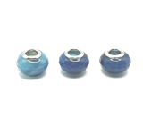 Agate blue facet pendant round natural stone 14 mm 1 piece