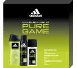 Adidas Pure Game perfumed deodorant glass 75 ml + shower gel 250 ml + deodorant spray 150 ml, cosmetic set for men