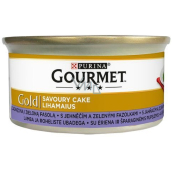 Gourmet Gold Savoury Cake coarse pate lamb and green beans canned for adult cats 85 g