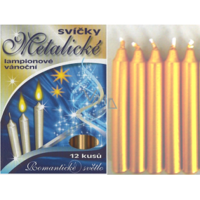 Romantic light Christmas candles box burning 90 minutes metallic gold 12 pieces