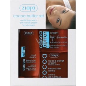 Ziaja Cocoa butter cream 50 ml + hand cream 80 ml + light cream 100 ml, cosmetic set