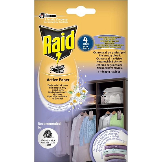 Raid Active Paper Anti Moths Active Curtain Fresh Flowers 4 Pieces