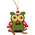 Felt owl with bow tie green 9 cm
