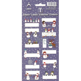 Arch Christmas Labels Stickers Snowmen dark blue arch of 12 labels