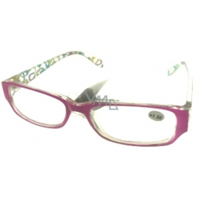 Berkeley Reading Prescription Glasses +2.5 plastic pink side with rectangles 1 piece MC2084
