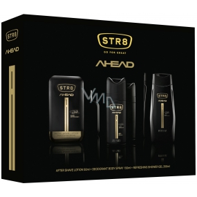 Str8 Ahead shaving water for men 50 ml + deodorant spray 150 ml + shower gel 250 ml, cosmetic set