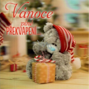 Me to You Envelope Greeting Card 3D Christmas Card, Christmas Bear with Gift 15.5 x 15.5 cm