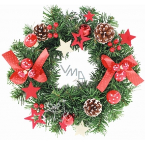 Christmas wreath with red polka dot ribbon 30 cm