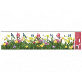 Window foil without glue stripes Tulips, daffodils 64 x 15 cm
