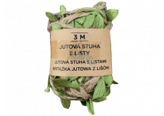 Albi Jutová stuha s listy Přírodní 3 m