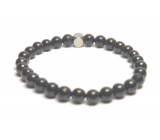 Coal crystal bracelet elastic natural stone, ball 6 mm / 16 - 17 cm