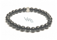 Coal crystal bracelet elastic natural stone, ball 6 mm / 16 - 17 cm