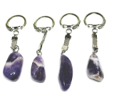 Amethyst Lavender Malawi keychain pendant natural stone, approx. 10 cm, stone of kings and bishops