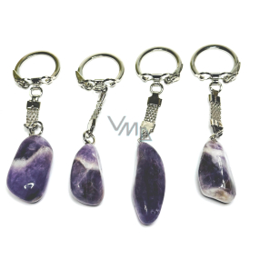 Amethyst Lavender Malawi keychain pendant natural stone, approx. 10 cm, stone of kings and bishops