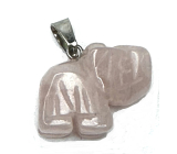 Rose Elephant pendant natural stone, hand cut figurine 1,8 x 2,5 x 8 mm, love stone
