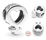 Charm Sterling silver 925 Female symbol, heart, bead on bracelet symbol