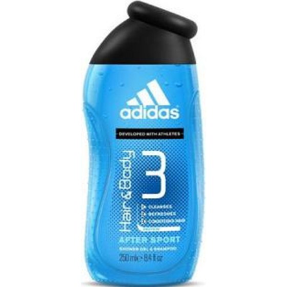 Adidas 3 After Sport shower gel for body and hair for men 250 ml