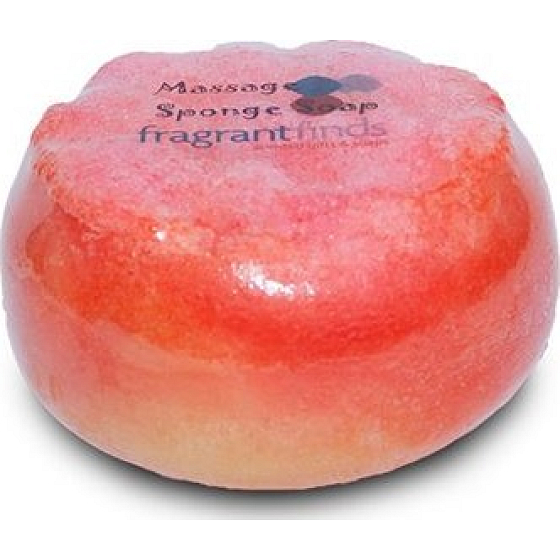 Fragrant Golden Balls Glycerin Massage Soap with Sponge Filled with Beckham Classic Perfume Scent in Bright Red Color 200 g