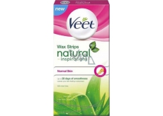 Veet Natural Inspirations Wax Strips voskové pásky normální a suchá pokožka 12 kusů + ubrousky Pefect Finish 2 kusy