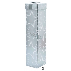 Angel Gift box folding with ribbon bow Christmas silver white stars 34 x 8 x 8 cm