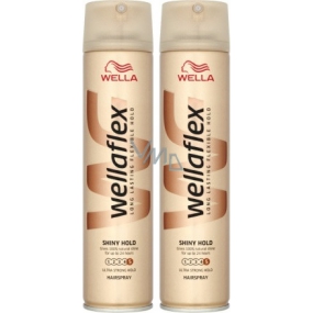 Wella Wellaflex Shiny Hold ultra strong strengthening hairspray 2 x 250 ml, duopack