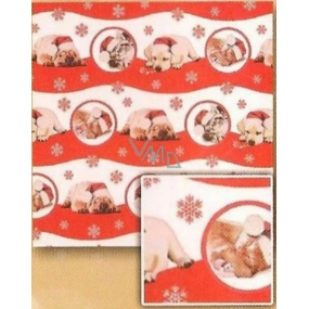 Nekupto Gift wrapping paper 70 x 200 cm Christmas Red and white, dogs
