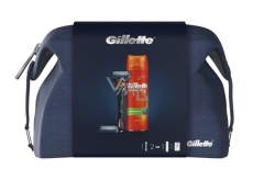 Gillette ProGlide razor for men + 2 spare heads + Fusion5 Ultra Sensitive moisturizing shaving gel 200 ml + case, cosmetic set
