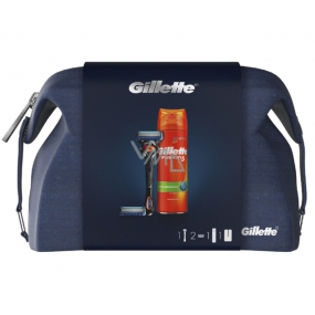 Gillette ProGlide shaver + spare head 2 pieces + Fusion5 Ultra Sensitive moisturizing shaving gel 200 ml + case, cosmetic set for men