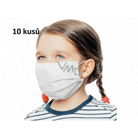 Veil 3-layer protective medical non-woven disposable, low respiratory resistance for children 10 pieces white without print
