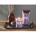 WoodWick Lavender Spa - Lavender Bath scented candle with wooden wick and lid glass medium 275 g