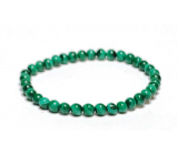 Malachite bracelet elastic natural stone, ball 4 mm / 16 - 17 cm, wishing stone