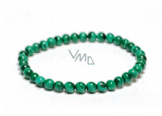 Malachite bracelet elastic natural stone, ball 4 mm / 16 - 17 cm, wishing stone