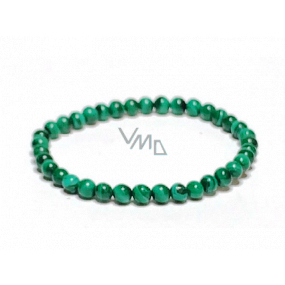 Malachite bracelet elastic natural stone, ball 4 mm / 16 - 17 cm, wishing stone