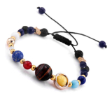 Chakra bracelet - Planets of the solar system, natural stone, hand knitted, adjustable size