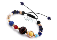Chakra bracelet - Planets of the solar system, natural stone, hand knitted, adjustable size